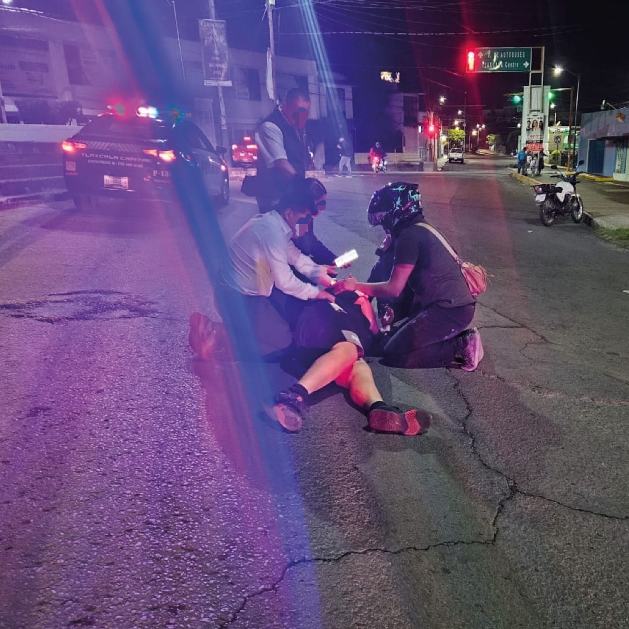 Policía Municipal de Tlaxcala brinda apoyo a masculino herido en vía pública
